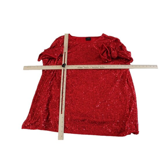 JM Collection Women's Red Sparkle Blouse Size 4x - Picture 4 of 5